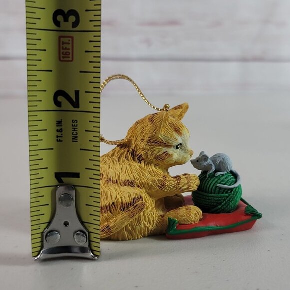 Current Inc. Kitten and Yarn Ball Christmas Ornament Tabby Mouse Holiday Vintage - Picture 7 of 8